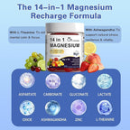 Magnesium 14-in-1 Complex Gummies with Ashwagandha & L-Theanine, Zinc | Deep Clamly Magnesium Glycinate Gummies, Stress Relief & Calm Support Formula | Vegan, Sugar-Free Supplement, 90 Count