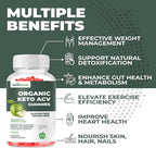 Organic Keto ACV Gummies Advanced Weight Loss - Gluten & Sugar Free Belly Fat Burner Apple Cider Vinegar Diet Supplement for Women Men (1000MG)