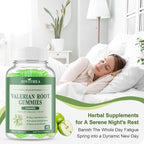 Organic Valerian Root Gummies, Herbal Supplements for Calm & Relaxation, Natural Sleep Support for Adults & Kids, Melatonin Free, Vegan, Non-GMO, Gluten Free, Apple Flavor, 60 Count