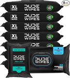 DUDE Wipes Unscented Flushable Wipes - Extra-Large Adult Wet Wipes for Sensitive Skin - 8 Pack (384 Count) + Mint Travel Pack (18 Count) - Infused with Vitamin E and Aloe - Septic and Sewer Safe