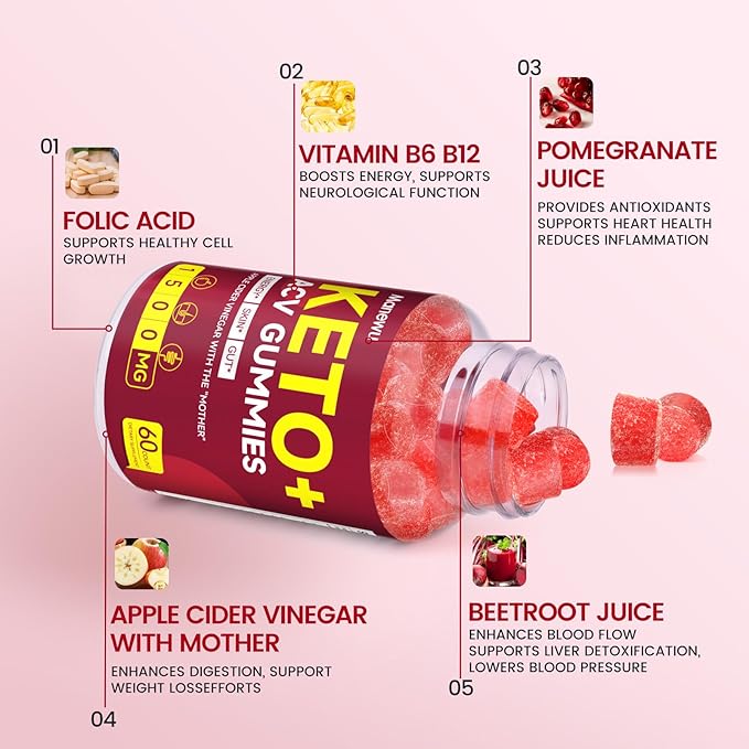 Keto ACV Gummies for Advanced Weight & Loss & Belly Fat Burn - Rapid Fat Burning Diet Supplement for Women Men - 1500mg Organic Gluten Free Apple Cider Vinegar with Mother - Support Gut Digestion