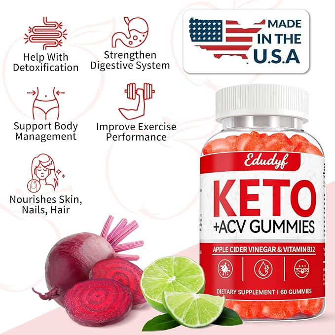 Keto ACV Gummies - 120 Count Gluten-Free, Gelatin-Free Apple Cider Vinegar Gummies with B12 for Keto Support, Vegetarian, Unique Flavor, Convenient Bottled Supplement for Men & Women