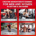 Creatine Monohydrate Gummies for Men & Women - Creatine Pre-Workout Gummies with Taurine & Vitamin B6 B12 for Maximum Strength, Muscle, Energy, Endurance & Focus, Organic, Vegan-60 Count
