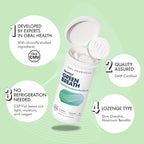 OraTicx Green Breath Oral Care Probiotics, Naturally Support Freshens Bad Breath & Healthy Mouth, Dental Probiotic Supplement 8 Billion CFU, Mint Flavor 30 Lozenges 1-PK