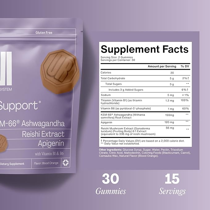 URVI® Chill Gummies – 120mg Apigenin + KSM-66 Ashwagandha + Reishi Mushroom Extract – Relaxation & Stress Relief – Vegan, Gluten-Free – Blood Orange Flavor, 30 Count