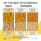 BREWIX, Turmeric Ashwagandha Herbal Tea Bags (20 Pyramid Tea Bags) Adaptogenic Herbs for Stress & Mood Support | Evening Calm & Sleep Support | Real Ingredients From India, Caffeine Free & Naturally Gluten Free | 100% Pure Herbal Blend Packed in Reseal...