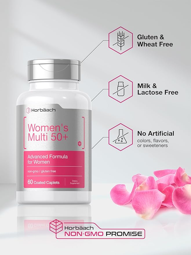 Horbäach Women's Multivitamin 50 Plus | 60 Coated Caplets | Advanced Vitamin Formula | Non-GMO & Gluten Free Supplement