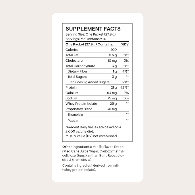THORNE - Whey Protein Isolate - Balanced Amino Acids Profile with BCAAs - 21 Grams of Easy to Digest Whey Protein Powder - NSF Certified for Sport - Vanilla - Gluten & Soy-Free - 14 Packets