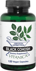 Vitanica Black Cohosh, Cimicifuga Extract Plus, Vegan, 120 Capsules