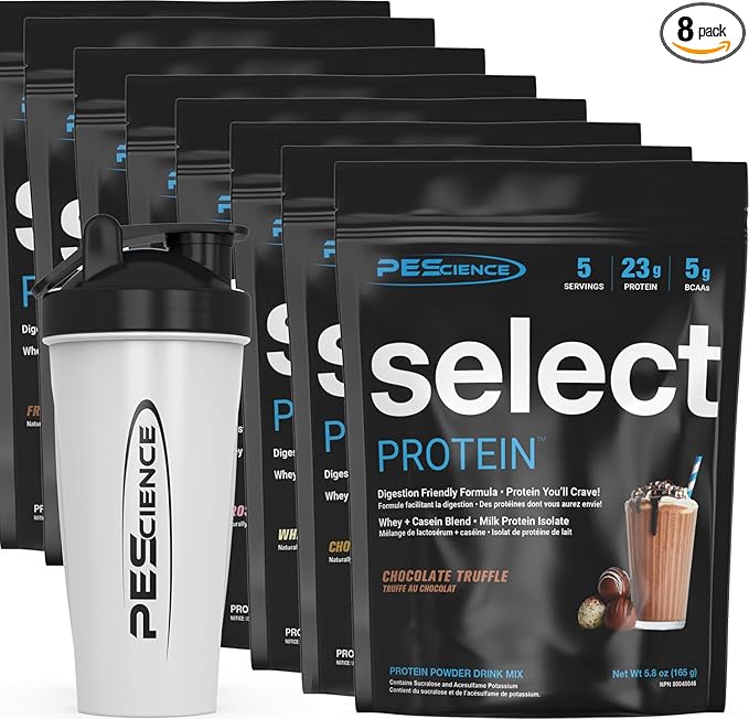 PEScience Select Protein Powder Variety Pack - 8 Flavors - 40 Servings - Protein Powder Sample Pack, Whey and Casein Blend, Keto Friendly, Gluten Free, Digestion Friendly, Amazing Taste