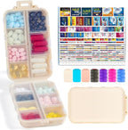 Travel Pill Organizer with Bulk Stickers & Labels - Small & Portable Week Daily Medicine Pharmacy for Pocket, Bag - 14-Compartment Foldable Supplement Box Holder for Fish Oil Vitamin - Khaki