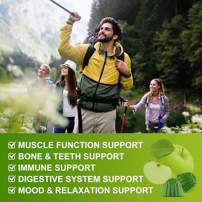 Calcium Citrate 1200mg Supplement with Vitamin D3 Gummies for Women & Men - Chewable Calcium Magnesium Zinc D3 K2 Supplement for Bone & Teeth Support, Vegan, Apple Flavor - 60 Gummies (2Pack)