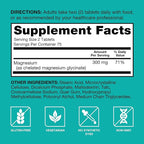 Qunol Magnesium Glycinate 300mg,100% Glycinate Chelated Magnesium Supplement,150ct Tablets,(Pack of 2)