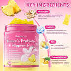 Her Juicy Feminine Probiotics Gummies with Slippery Elm & Lactobacillus Blend, Supports pH Balance & Immune Function, Promotes Vaginal Wellness, Pineapple Flavor, 60 Count