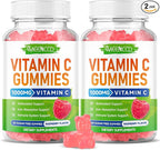 MEENCCD 2 Pack Vitamin C Gummies for Adults, Chewable Vitamin C Gummies with Zinc for Antioxidant Support, Vegan, Non-GMO, Sugar-Free, Raspberry Flavor, 120 Count