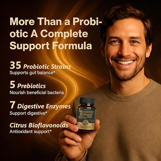Probiotics with Prebiotics for Men and Women - 35 Strains Probiotic 100 Billion CFU for Gut & Digestive Health, Vegan Acidophilus Probiotics Supplement, Non-GMO Raw Probiotic 120 Caps