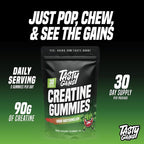 TASTY GAINS Creatine Gummies, 90g of Creatine, Non-GMO, Vegan - Build Muscle & Boost Strength for Men & Women (1g Creatine Monohydrate Per Gummy) Made in USA (90, Sour Watermelon)