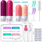 Tocelffe Travel Bottles for Toiletries, Tsa Approved Silicone Containers for Toiletries, Leak Proof Refillable Liquid 3oz 2oz Travel essentials for Shampoo Conditioner Lotion BPA Free