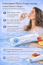 Liquid Marine Collagen Peptides for Women – 8000mg Hydrolyzed Liquid Collagen Supplement with Biotin & Vitamins for Hair Growth, Skin, Nails & Joints, Strawberry Flavor, Sugar Free, 14 Sachets