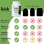 Kick Plant Protein Powder, Chocolate Flavor, 20 G Protein, Gluten Free Workout Supplement with Aminos Acids to Support Fitness Goals & Gut Health, No Sugar, No Artificial Flavors, 28 Servings