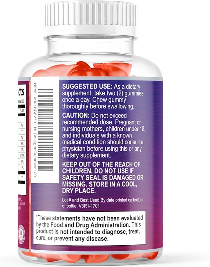 Collagen Peptides Gummies - 2500 mcg D-Biotin Per Serving - Hydrolyzed Protein Type I & III Multi Collagen Supplement with Vitamin C & Zinc - Support for Hair, Skin, Nails, Berry Flavor - 120 Gummies