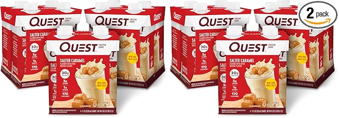 Quest Nutrition Ready to Drink Salted Caramel Protein Shake, 30g Protein, 3g Net Carbs, Gluten Free, Keto Friendly, 11 fl.oz 4 Count(Pack of 6)