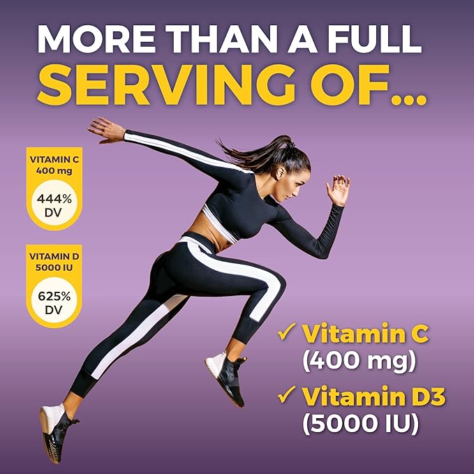 Viva Naturals Black Elderberry 1000mg with Vitamin C, D3 5000 IU & Zinc - 5-in-1 Immune Support Supplement for Adults, Sambucus Elderberry Capsules with Ginger for Men and Women, (60 Capsules)