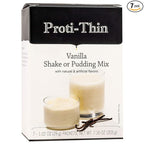 Proti-Thin High Protein Creamy Vanilla Pudding/Shake Mix, 15g Protein, Low Calorie, Low Carb, Low Fat, Low Sugar, No Gluten Ingredients, Aspartame Free, KETO Friendly, Ideal Protein Compatible, 7/Box