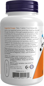 NOW Foods Supplements, (L-Lysine Hydrochloride) 1,000 mg, Double Strength, Amino Acid, 100 Tablets