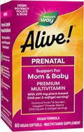 Nature's Way Alive! Complete Premium Prenatal Multivitamins for Women, Healthy Eye and Brain Development*, 60 Vegan Softgels