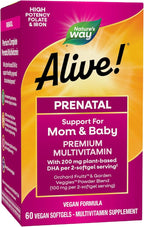 Nature's Way Alive! Complete Premium Prenatal Multivitamins for Women, Healthy Eye and Brain Development*, 60 Vegan Softgels