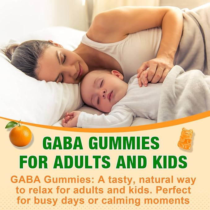 GABA Gummies for Adults, Relaxation, Zzz & Mood – Sugar-Free Calm Gummies with L-Theanine, 5-HTP, Vitamin D3 – Natural Zzz Support, GABA Supplements for Kids, Orange Flavor, 120 Count