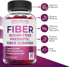 Atlantis Nutrition Sugar Free Fiber Gummies for Adults - 5G Fiber Supplement Formulated with 5.4G Prebiotic Digestive Blend/Serving - Supports Gut Health & Healthy Digestion - 2-Pack 120 Gummies