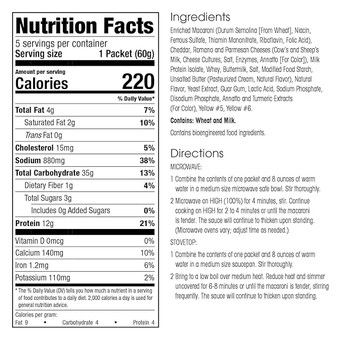 WonderSlim Protein Pasta, Macaroni & Cheese, 12g Protein, Low Calorie (5ct)
