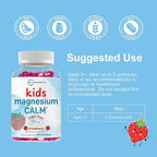 Kids Magnesium Gummies for Age 2+, 120 Count | Sugar Free Strawberry Flavor | Calm Magnesium Citrate Gummies for Sleep, Relaxation, Muscle, Bones, & Mood Support* | Non-GMO, Gluten Free