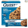Quest Nutrition Oatmeal Chocolate Chip Protein Bars, 20g Protein, 1g Sugar, 5g Net Carb, Gluten Free, Keto Friendly, 4 Count