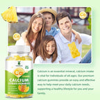 Calcium Citrate Gummies 1200 mg, Sugar Free Calcium Gummies for Adults & Kids, Chewable Calcium Supplements for Women, Bone & Immune Support, Pineapple Flavor 60 Count