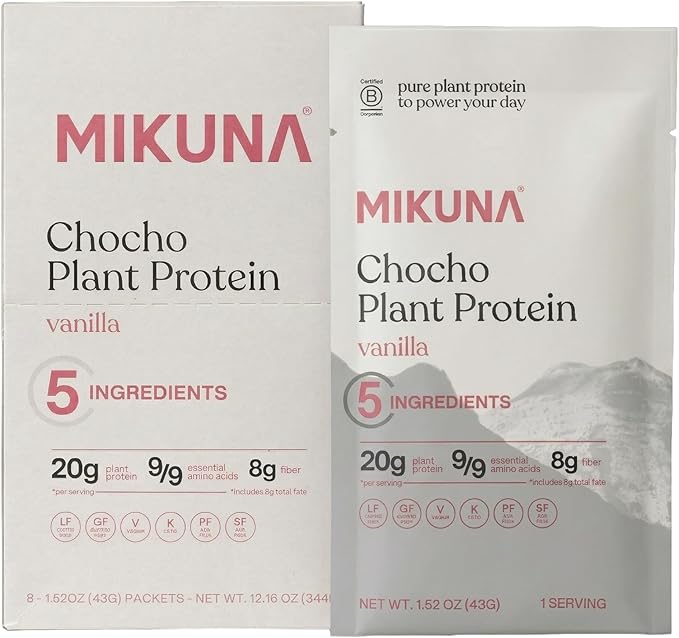 Mikuna Chocho Superfood Protein, Plant-Based Protein Powder, Travel Packs - Vegan, Gluten Free, 3g Net Carbs or Less, and Bioavailable, Non-Isolate (8 Servings, Vanilla)