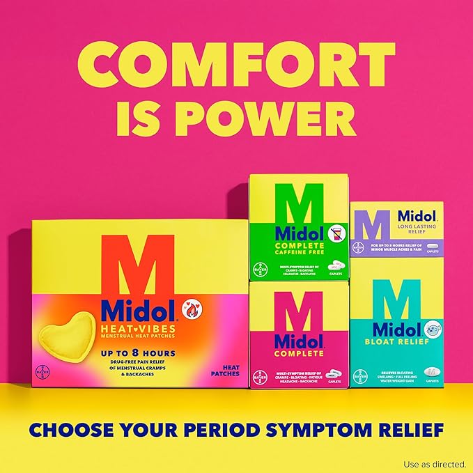 Midol Complete Menstrual Pain Relief Caplets with Acetaminophen for Period Cramps, and Menstrual Symptom Relief - 40 Count (Pack of 3) (Packaging May Vary)
