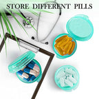 3PCS Small Pocket Daily Pill Box Organizer - Portable Travel Wallet with Individual Compartments - Compact, Convenient and Easy-to-Use Mini Pill Container for On-the-Go Medication Management (Green)