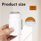 ASEVAT 8 Pack 3.4 oz Travel Pill Bottles - White Food Grade Plastic with Screw Caps & Labels, Small Pill Organizer for Pills, Vitamins, Capsules