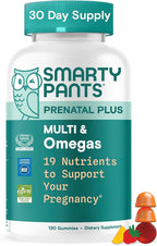 SmartyPants Prenatal Multivitamin Gummies, Omega 3 (DHA/EPA), Methylfolate, Biotin, Vitamin D3, C, Vitamin B12, B6, Vitamin A, K & Zinc, Gluten Free, 120 Count (40 Day Supply)