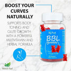 BBL Gummies for Women - Peach Growth Support with Collagen, Herbal Blend & Biotin, Fitness Multivitamins for Natural Curves, Confidence, Vegan & Cruelty Free - Natural Strawberry Flavor (60 Count)
