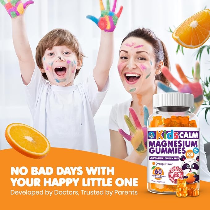 Dr. Moritz Calming and Relaxing Kids Magnesium Gummies, Non-GMO and Low Sugar Magnesium Kids Chewy Supplements, Sleep Gummies Kids, Orange Flavor
