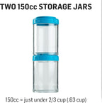 BlenderBottle GoStak, 150cc, 2-Pack | Twist n' Lock | Storage Jars | Black