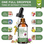 Liver Health & Lymphatic Drainage Drops -Support Liver Cleanse Detox & Repair with Artichoke Milk Thistle Silymarin Extract, Dandelion,Turmeric, Berberine to Renew w/21 Potent Herb-Nutrients-60ml
