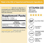 NatureWise Vitamin D3 10,000IU (250 mcg) 90-Day Supply - High Potency for Healthy Immune Support & Muscle Function, Non-GMO, Gluten-Free in Organic Extra Virgin Olive Oil, (Mini Softgel), 90 Count