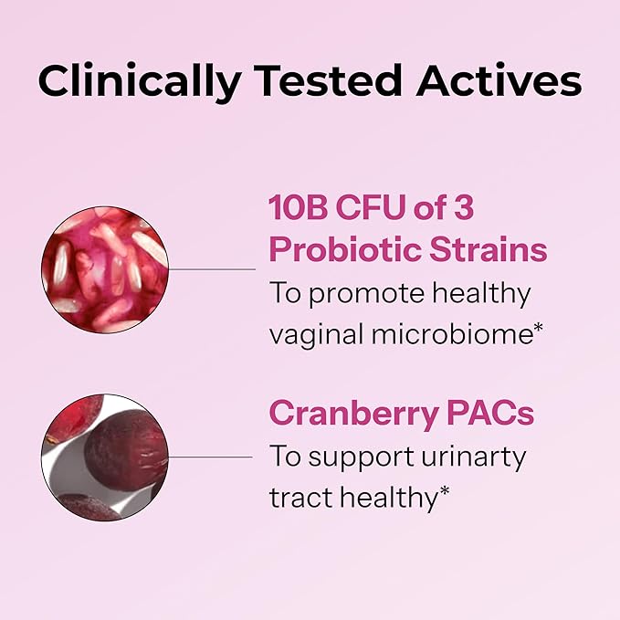 HUM Private Party Vaginal Probiotics for Women, pH Balance and Urinary Tract Support Vaginal Probiotic Supplement with Cranberry & Lactobacillus Blend, Women's Health Cranberry Pills, 30 Capsules