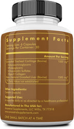 Ancestral Supplements Grass Fed Beef Tracheal Cartilage Supplement with Liver, 3000mg, Immune Health and Joint Support Supplement Promotes Healing, Non-GMO, 180 Capsules