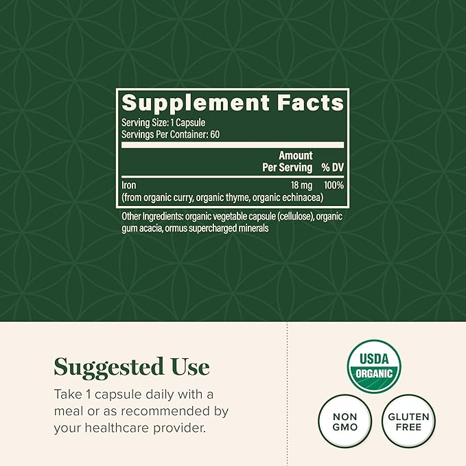 Global Healing Center Iron Supplement for Women and Men - Blood Builder Liquid Iron Vitamin with Curry Plant Extract - Natural Energy to Combat Fatigue, Brain Health & Oxygen Level Support (2 Oz)